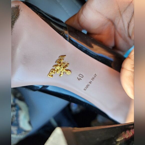 Prada Black Patent Leather Crystal Embellish - Picture 9 of 10